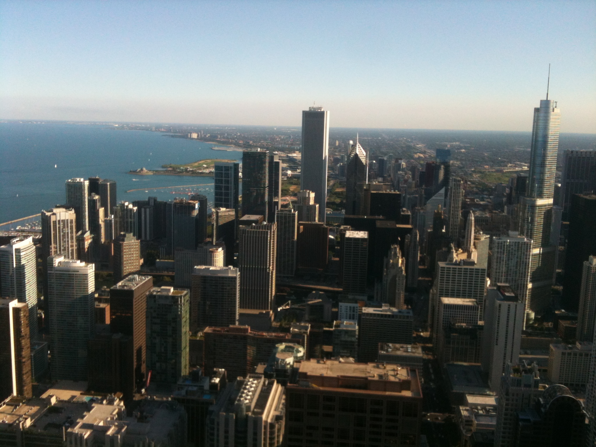 this is an aerial view of the chicago skyline