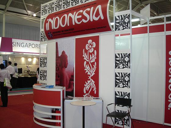 an advertit of indonesia is on display at an exhibition