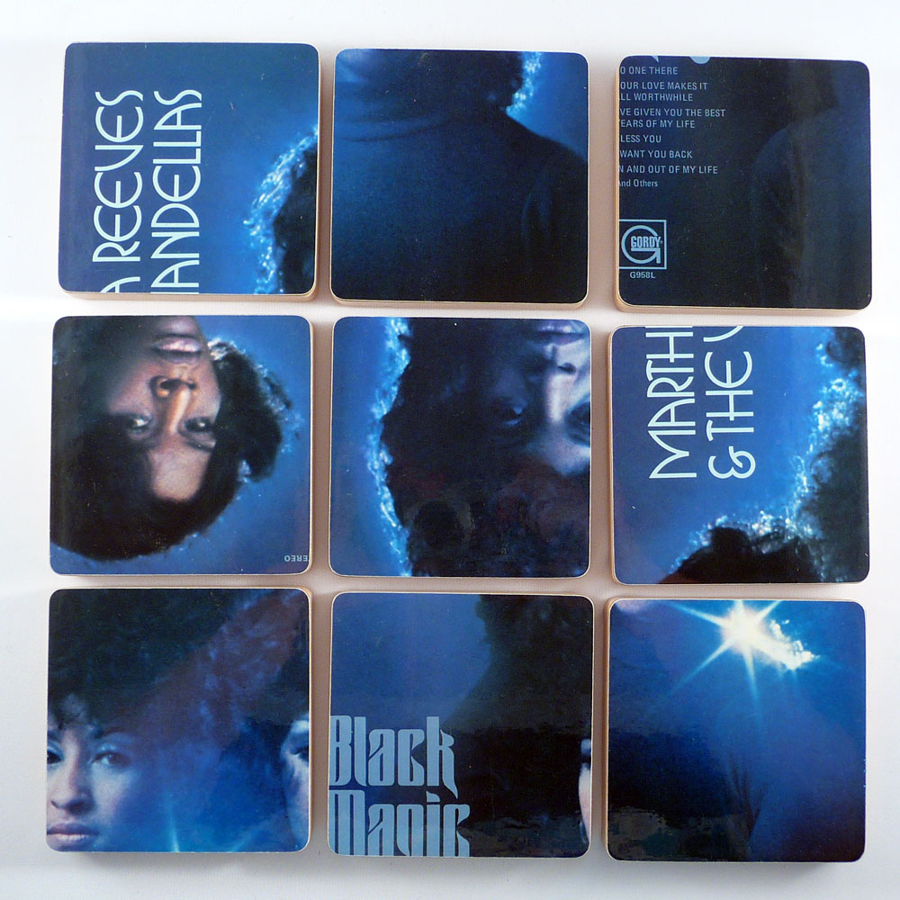 a series of 6 black magic business cards