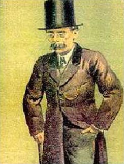 a drawing of a man in a top hat and suit