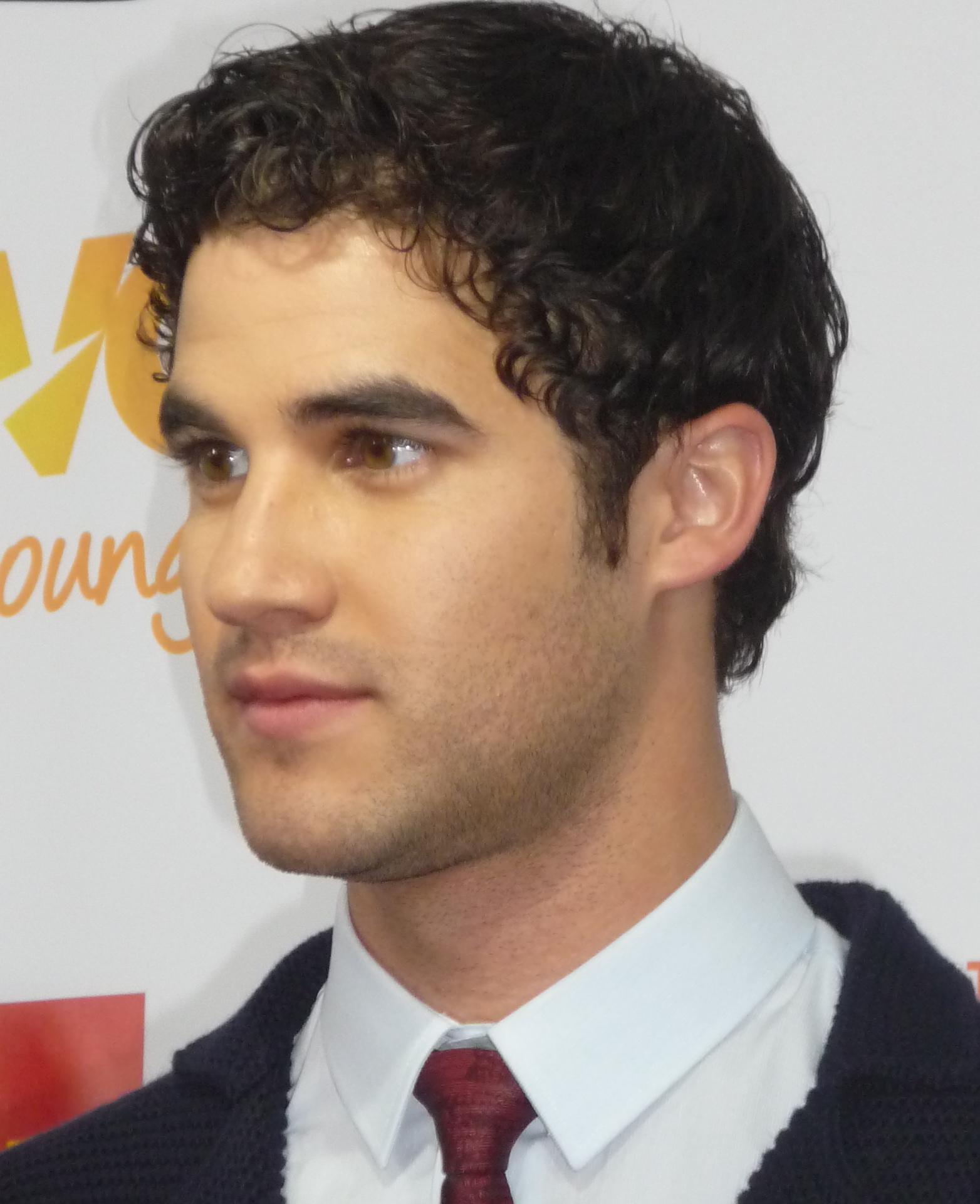a man with curly hair in a vest and a tie