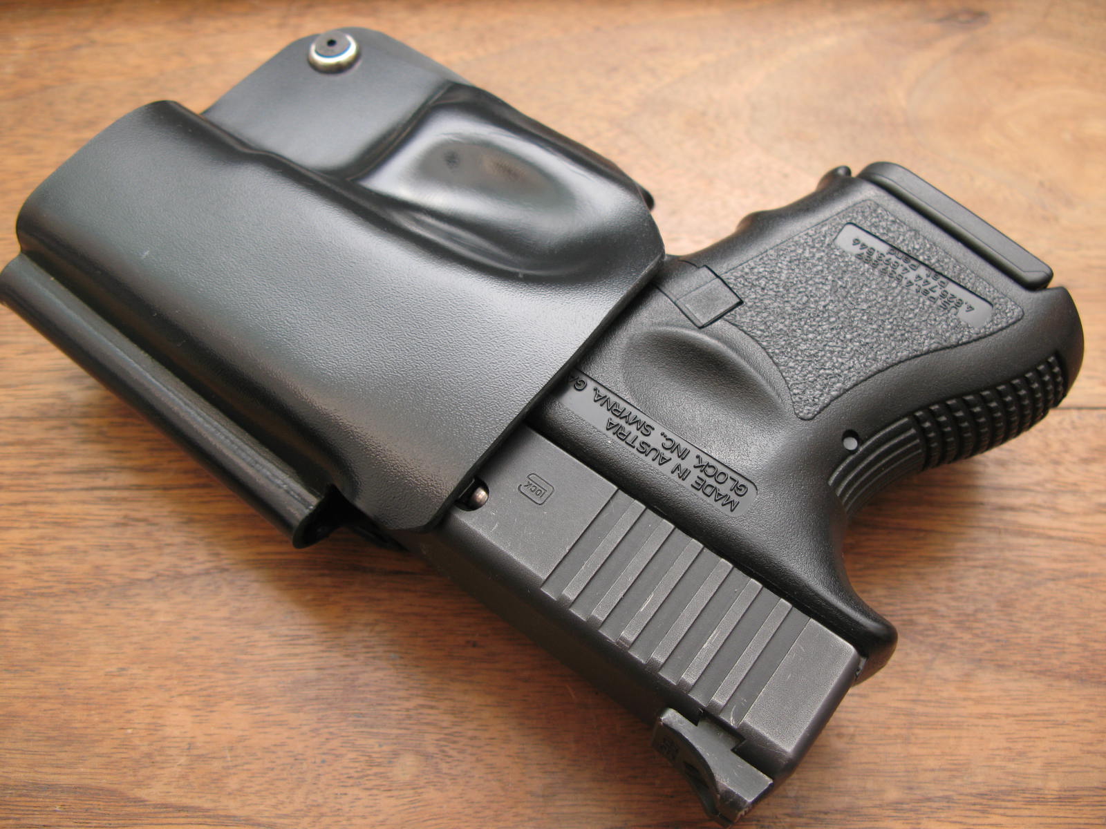 a close up of a black gun case