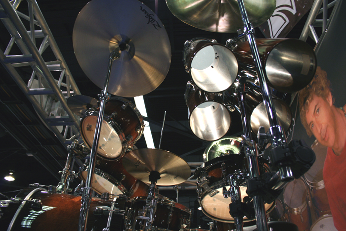 an image of a drum kit that has been put up on stage