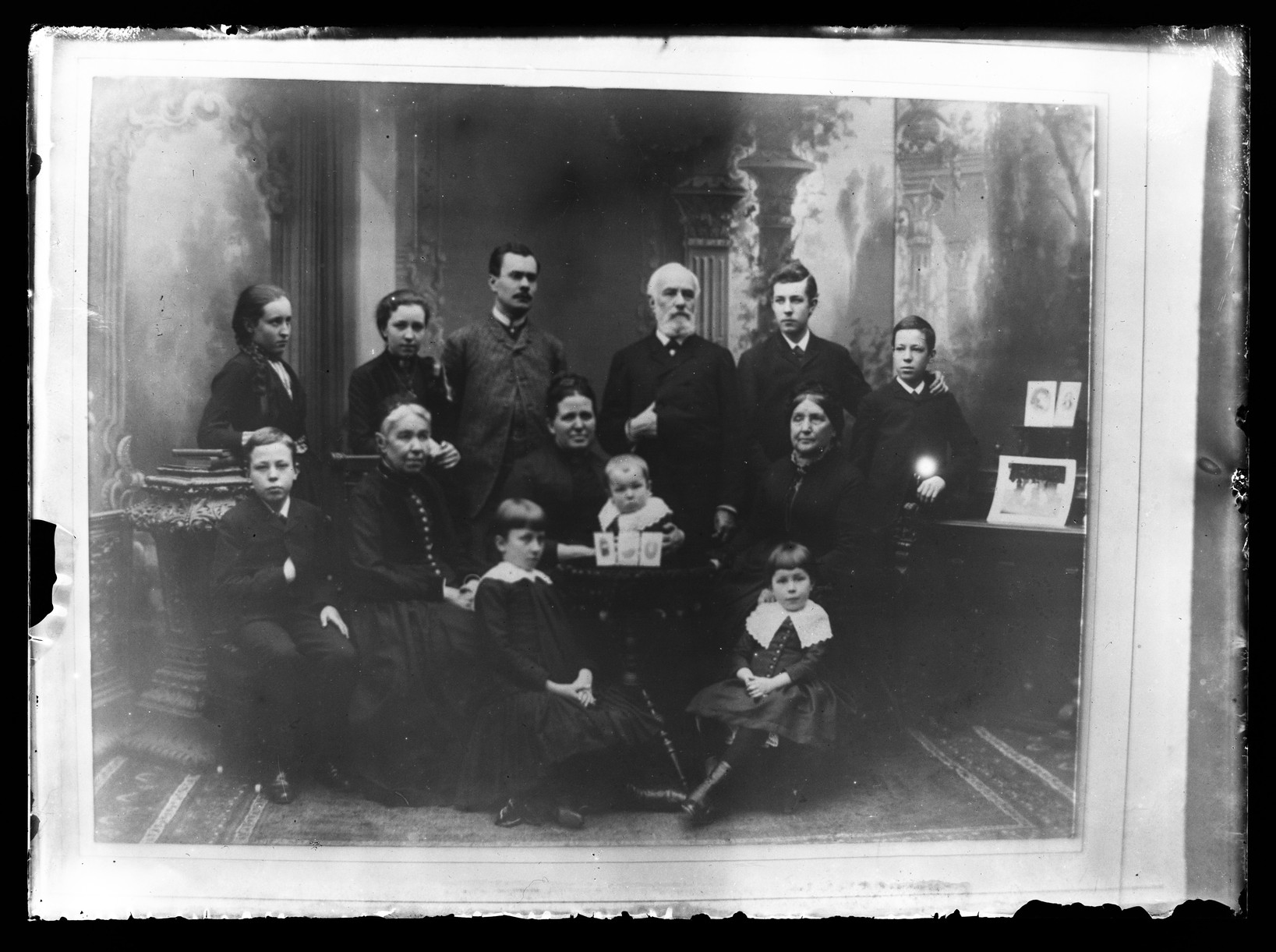 a vintage black and white pograph of a family