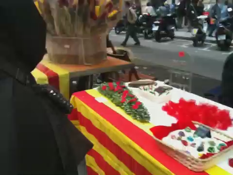 a table with candy on it and a umbrella