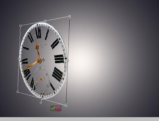 a clock on a gray background with black dots