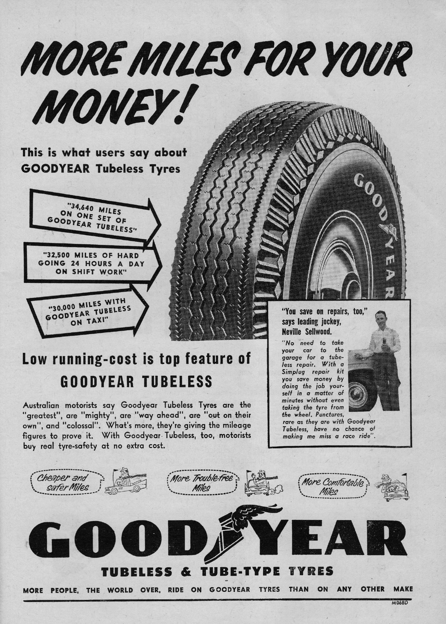 an advertit for goodyear tires with instructions on the side