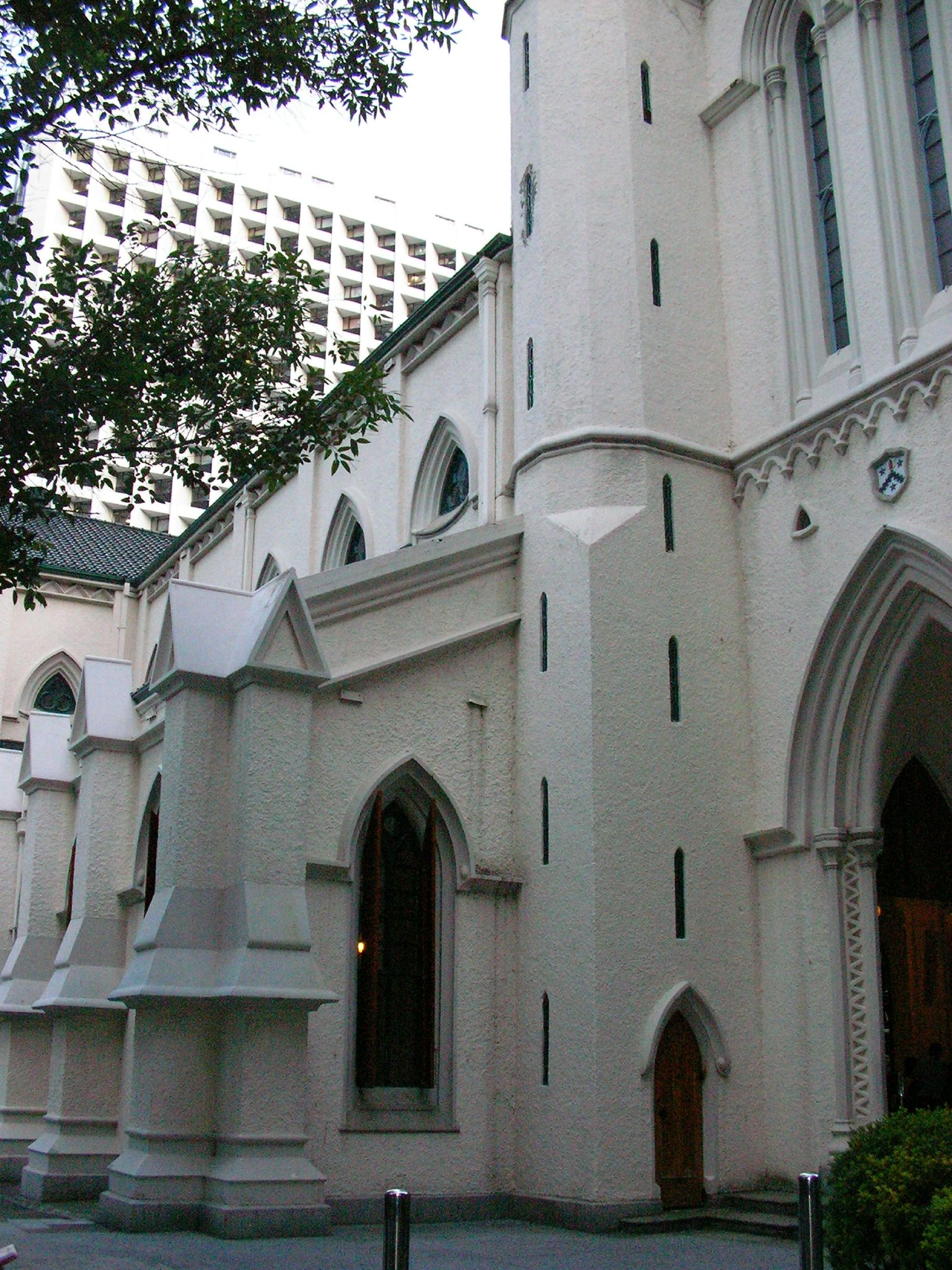 an image of a church on the corner of street