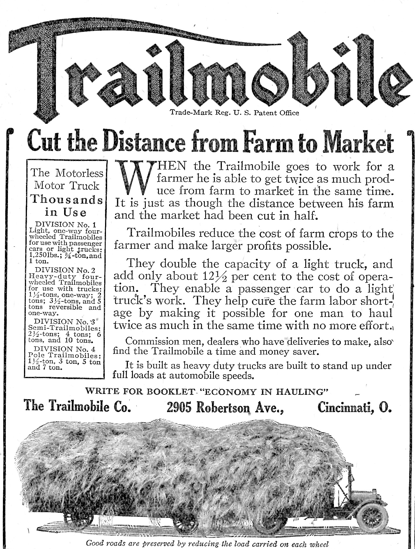 an old news paper with a tractor and trailer