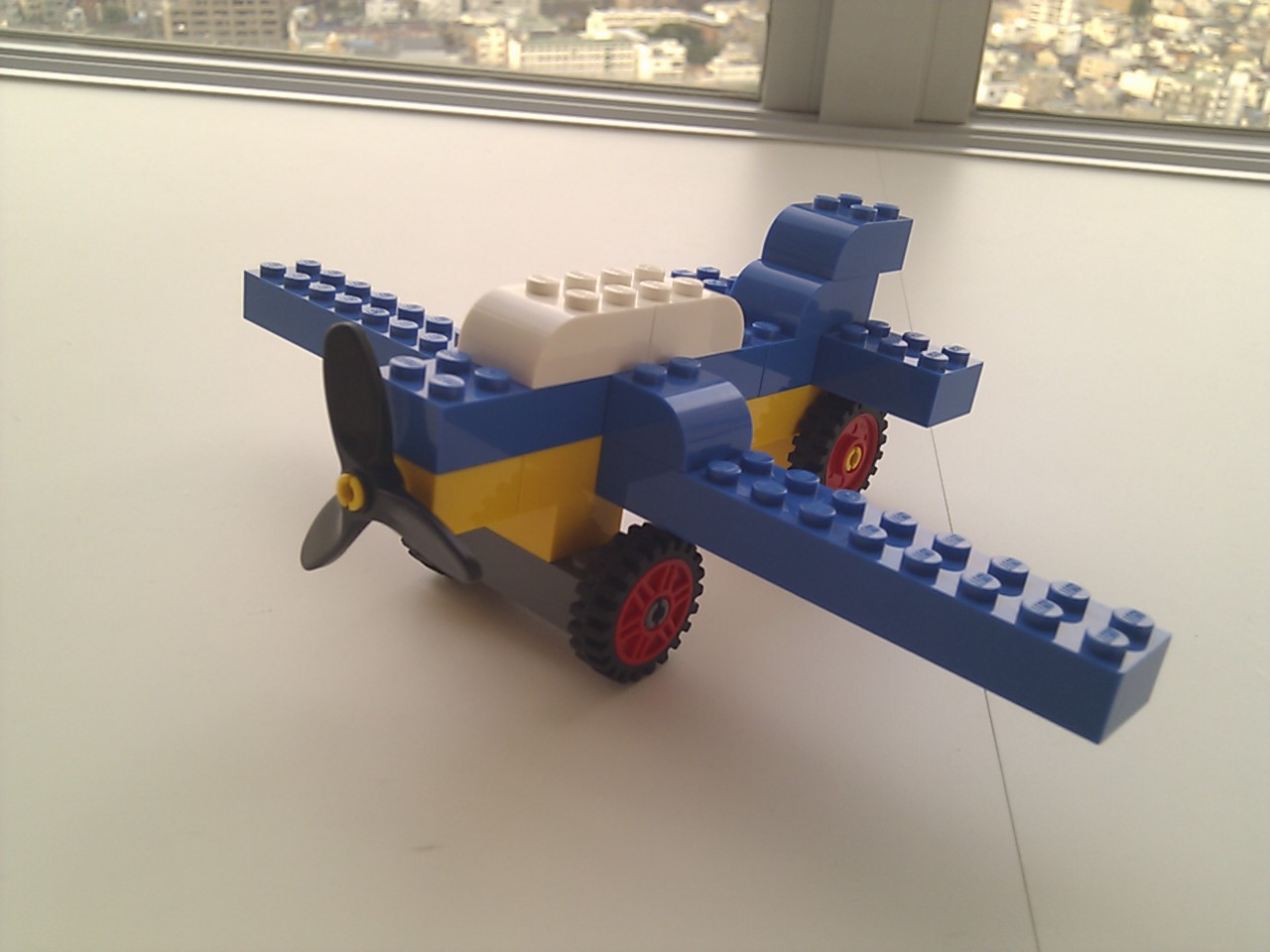 there is a toy plane made from legos