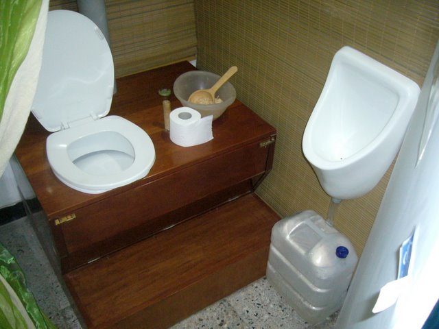 the toilet seat lid is up to expose a plunger