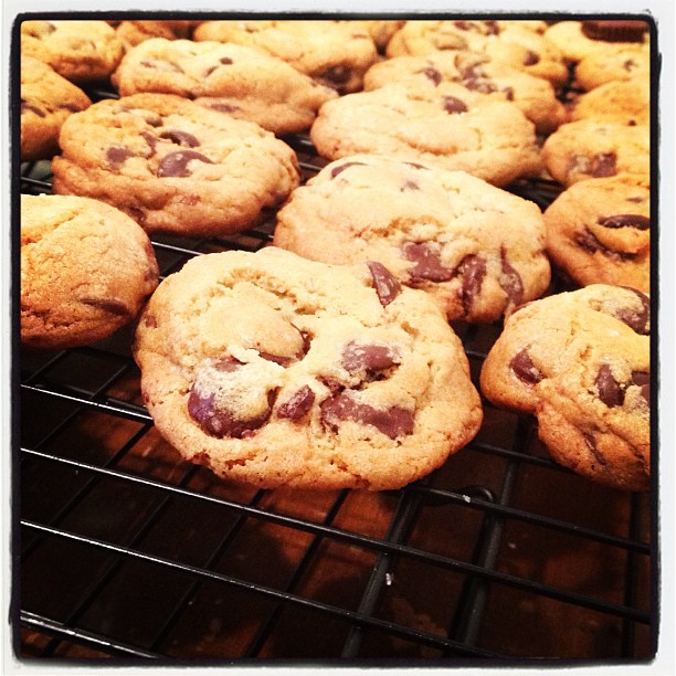 the cookies are cooling in the baking rack