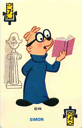 a cartoon character is reading a book