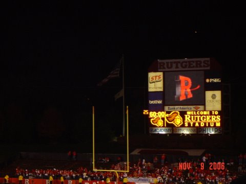 a field that is being lit up for a football game