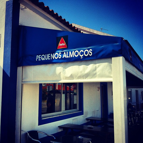 the blue awning above the closed restaurant