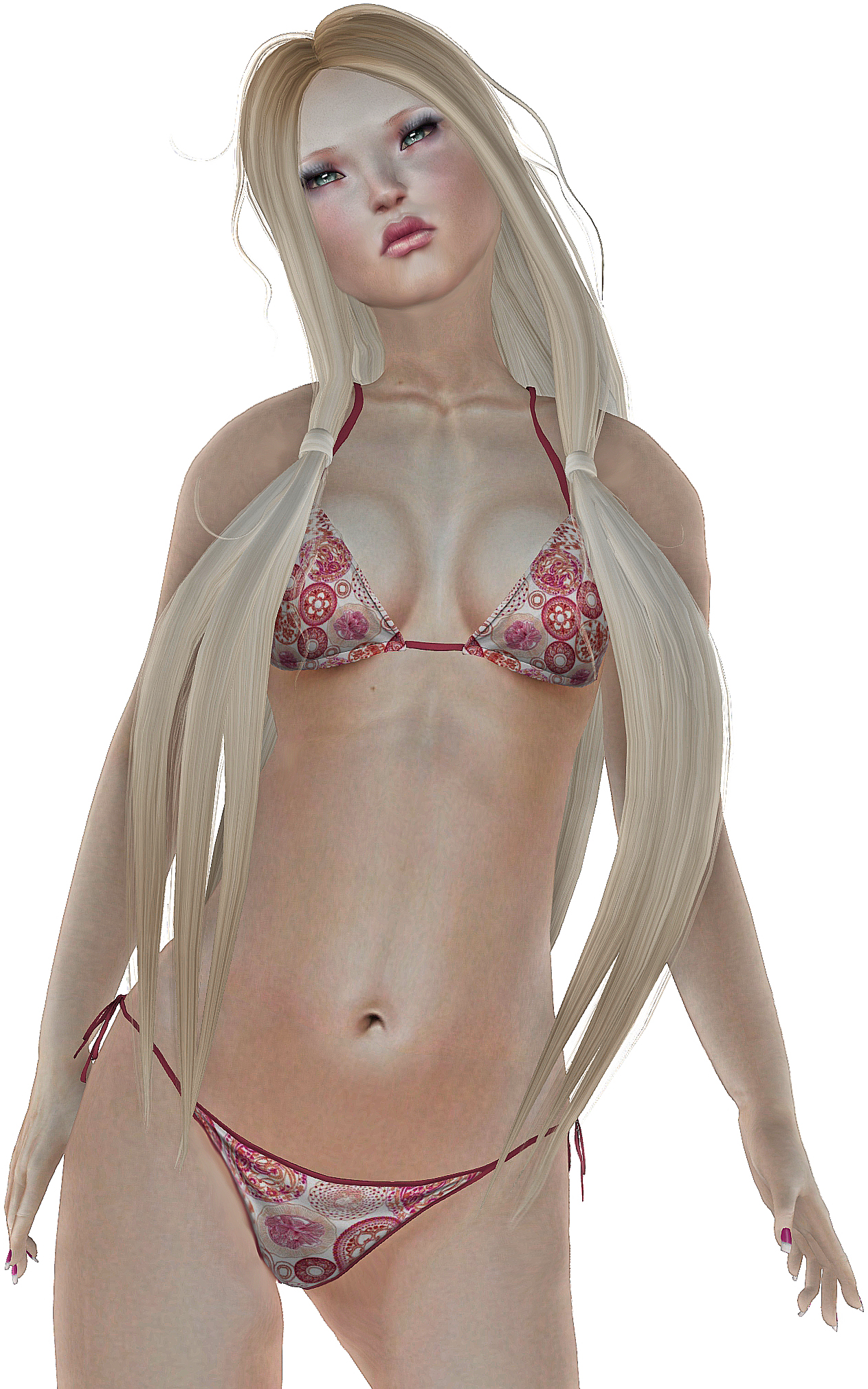 a girl in a bikini with very big 