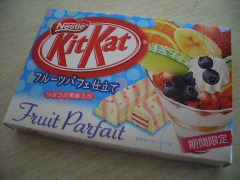 a kitkat package with fruit and ding
