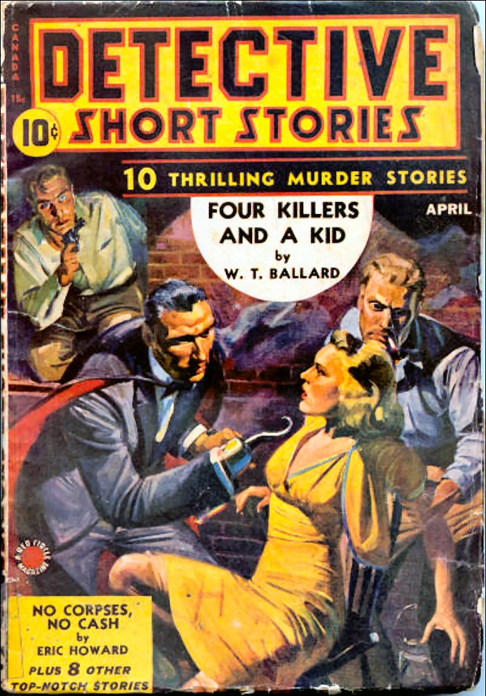 an old paperback cover for a suspense novel with two men and one woman