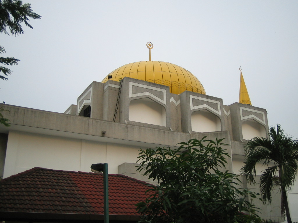 some domes are on the top of a building