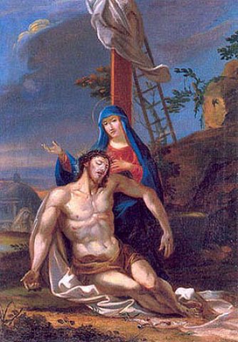 the painting depicts the cross with the person on it
