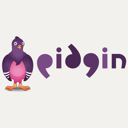 the purple penguin is standing next to the sign