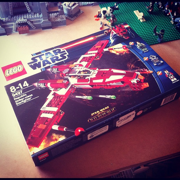 a large lego star wars tie up in a box