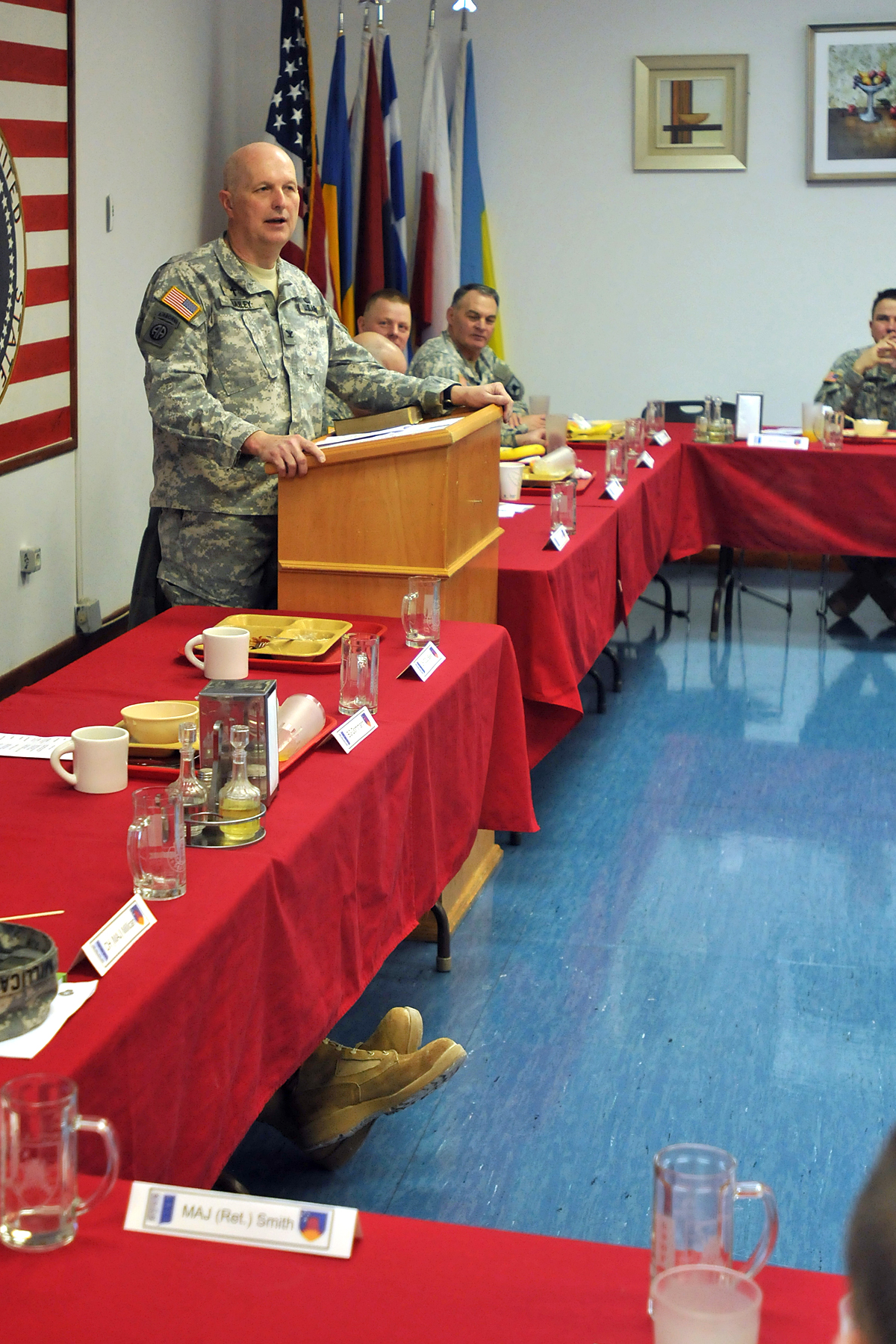 the military man at the lec giving his presentation