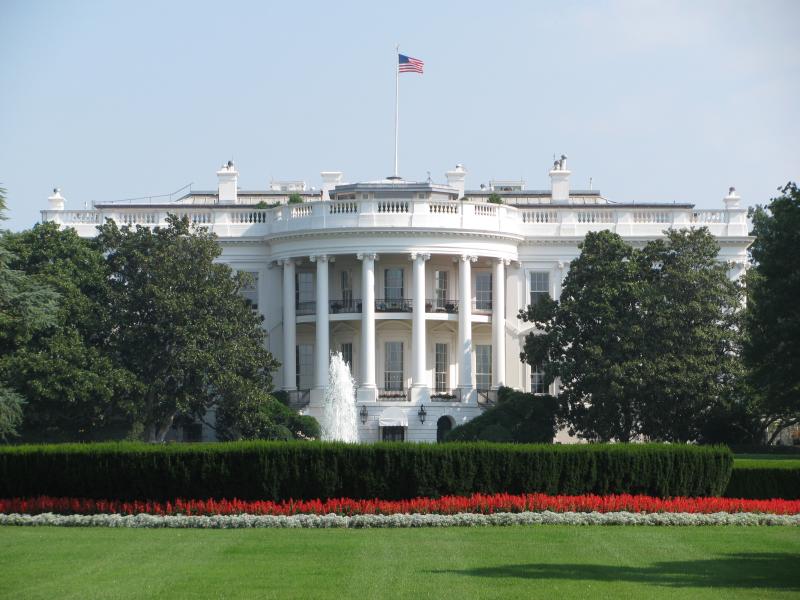 a view of the front of the white house