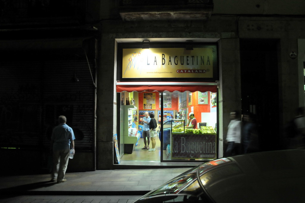 the shopfront of the business in the night