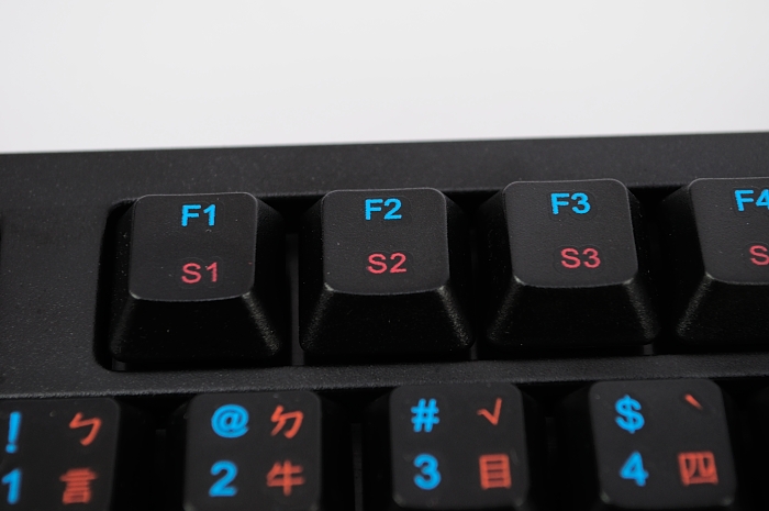 the black keyboard has a lot of bright colored letters