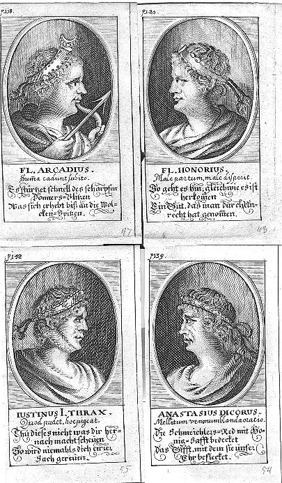 four different types of portraits are depicted in a book