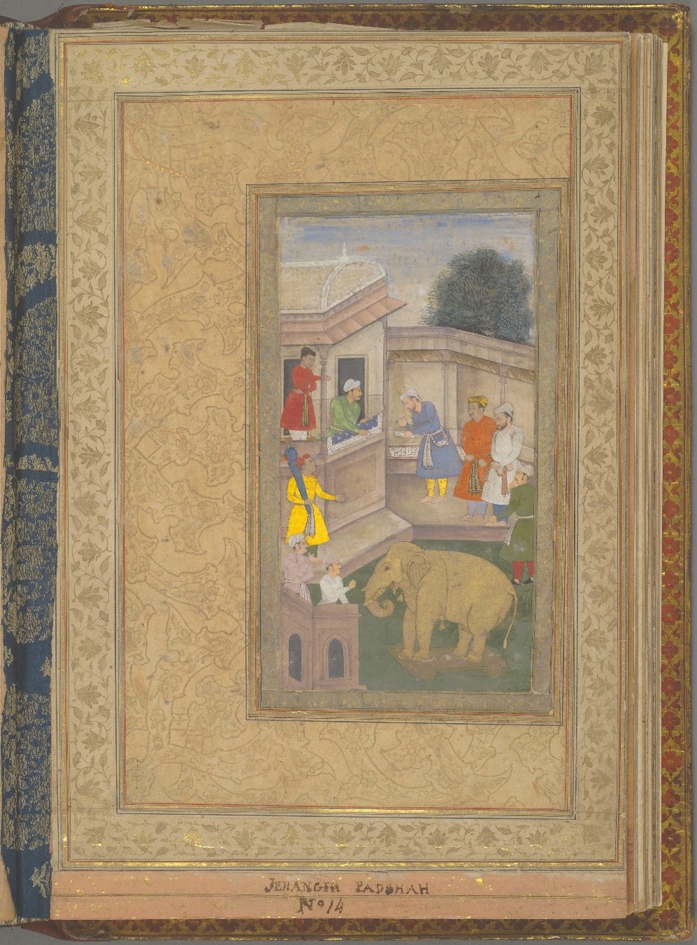an old painting of people with animals and a child
