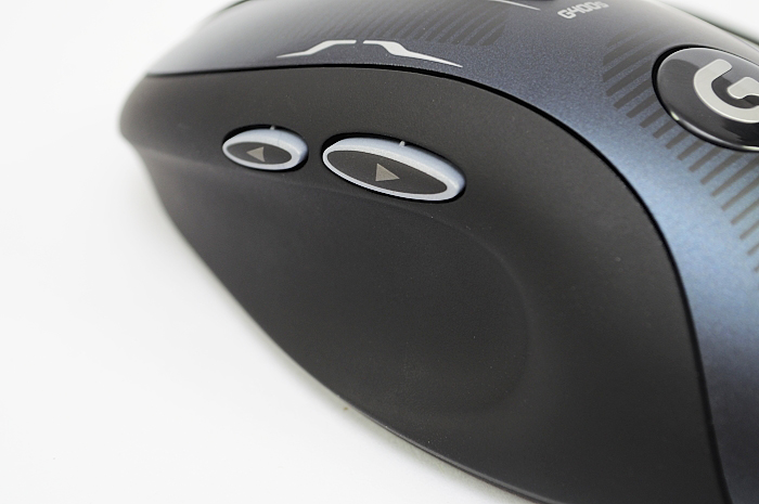a closeup of a computer mouse, showing the ons and an oval
