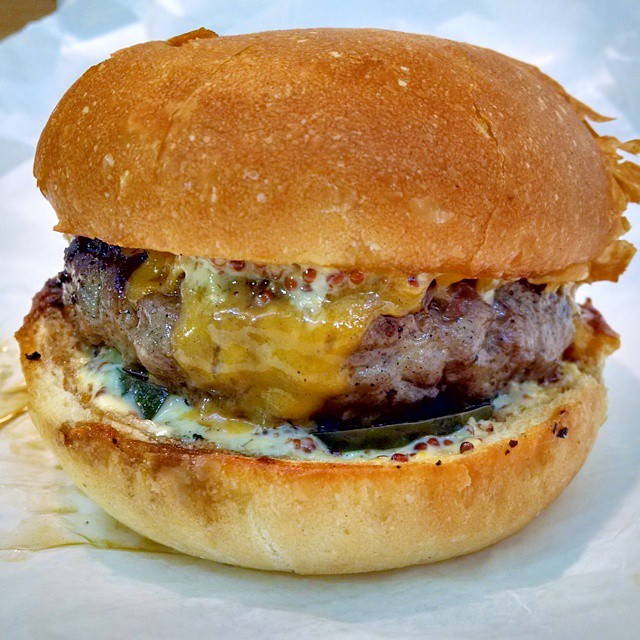 a cheeseburger on a bun with melted cheese