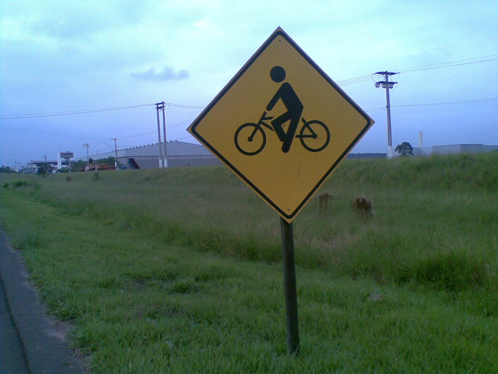 a yellow crossing sign sitting on the side of a road