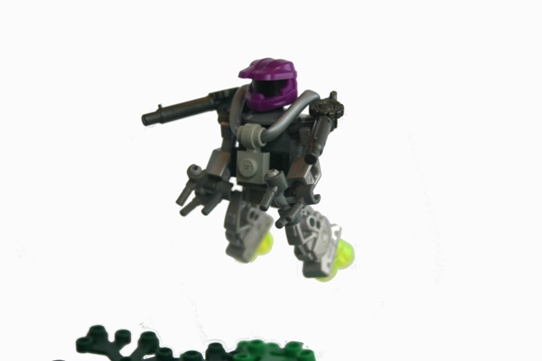 there is a lego ninja that is flying in the sky