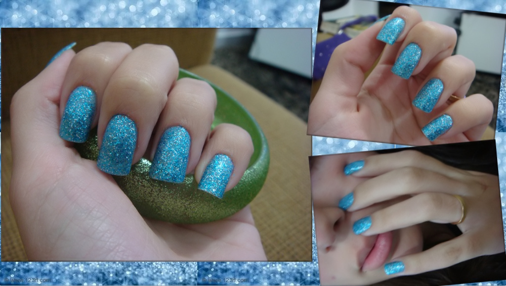 a collage of pos of different blue nail designs
