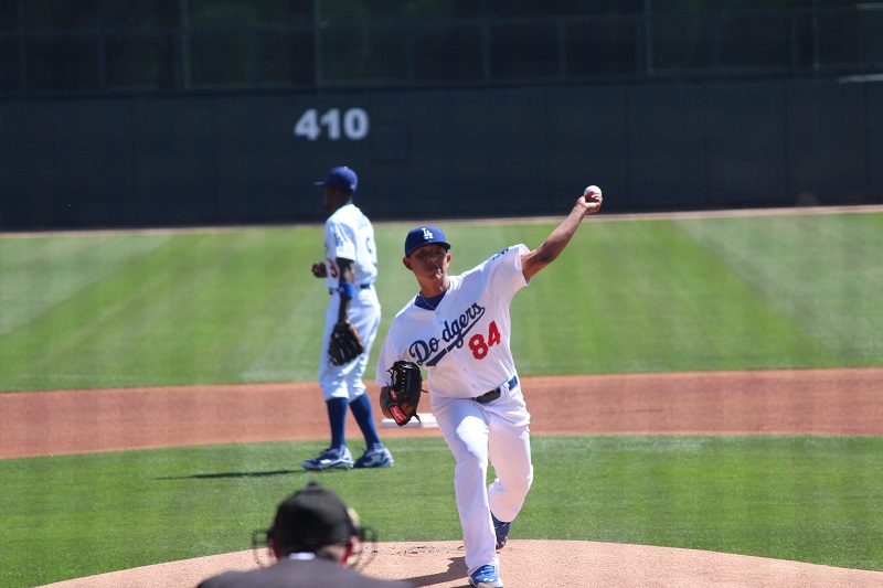 a baseball pitcher with his arm up as he pitches a baseball