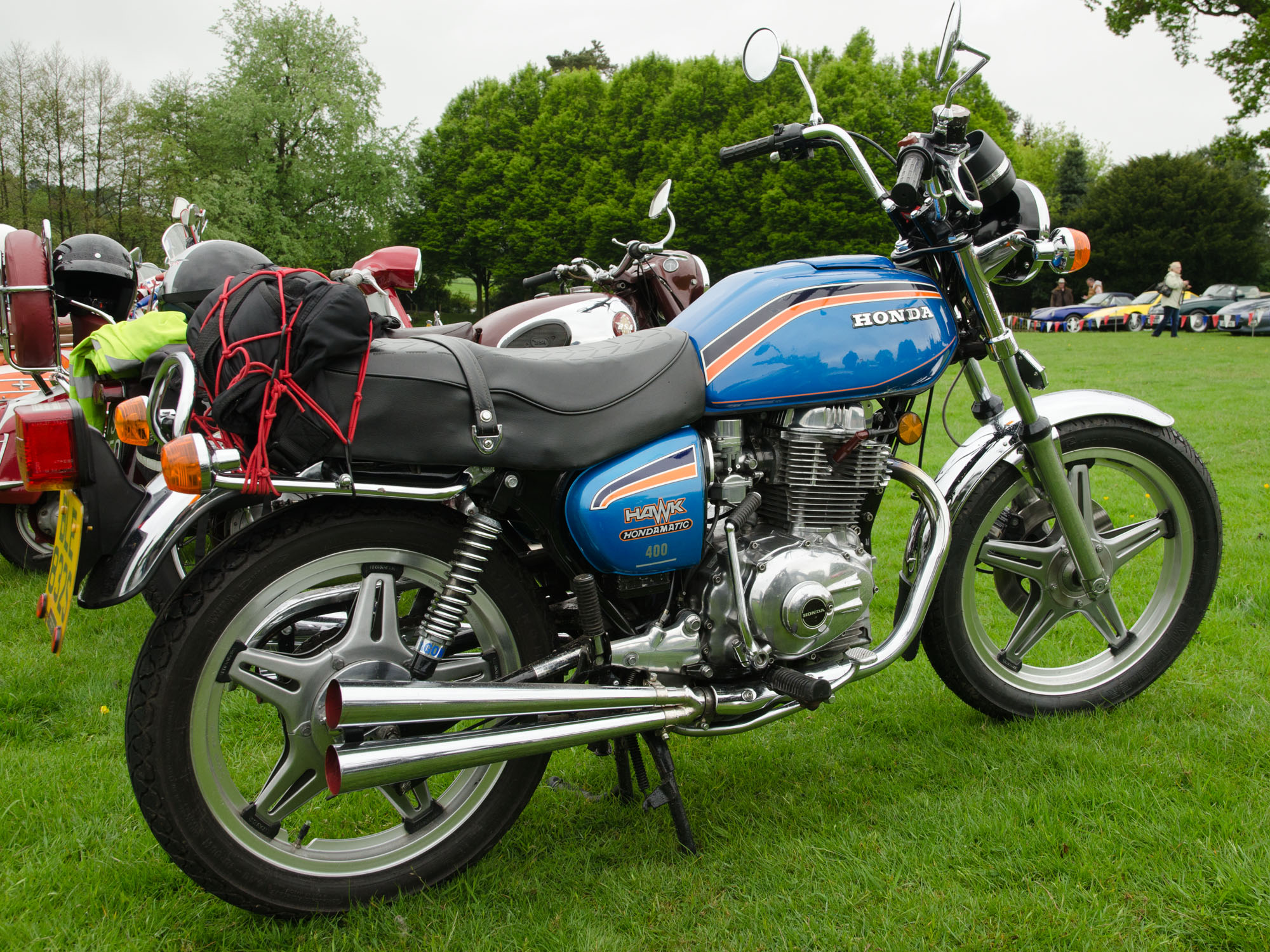 a motorcycle that is sitting in the grass