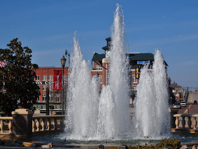 an outdoor display of water shooting up high