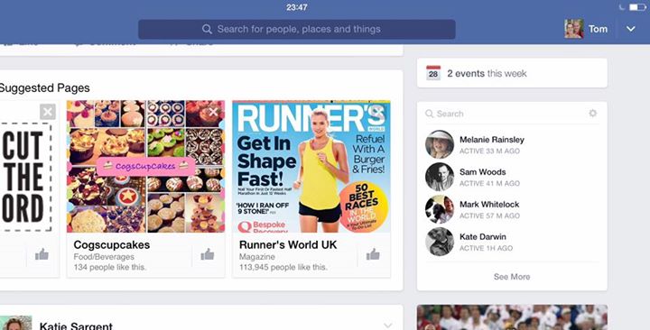 an image of a facebook page for sport magazines