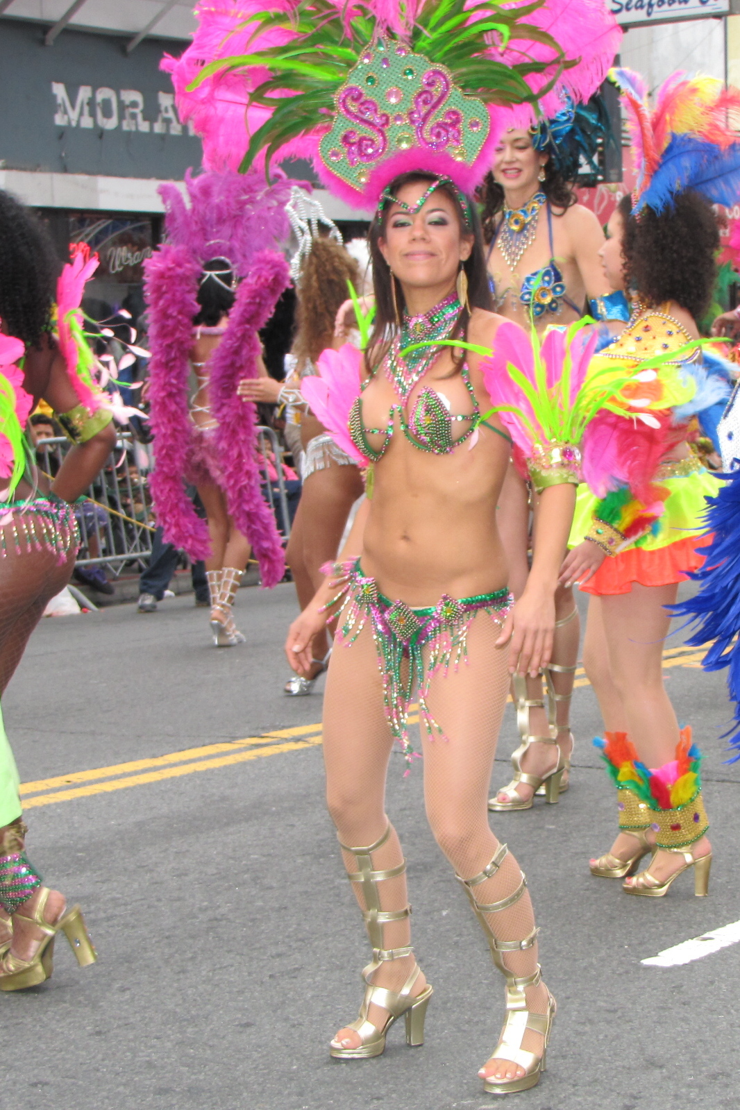 a woman with a headdress in a parade