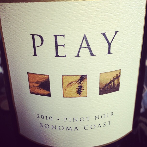 a close up s of a bottle of peay wine