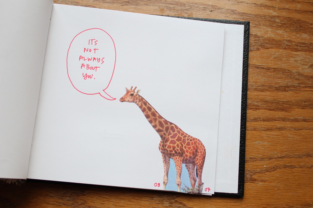 a drawing on a children's book depicting a giraffe