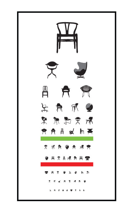 the silhouettes of several furniture on a white poster