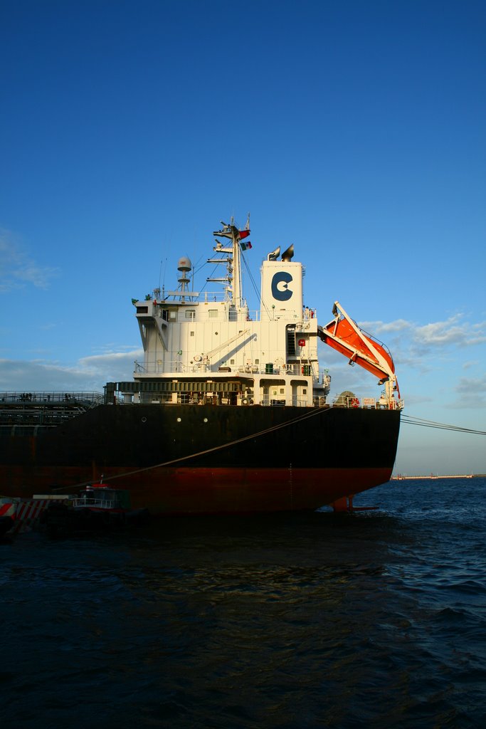 a large boat traveling across the ocean