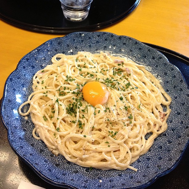 a plate with a pasta dish on it