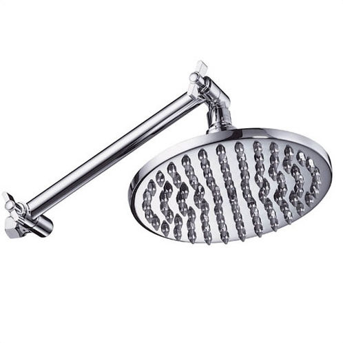 an overhead shower head on a white background