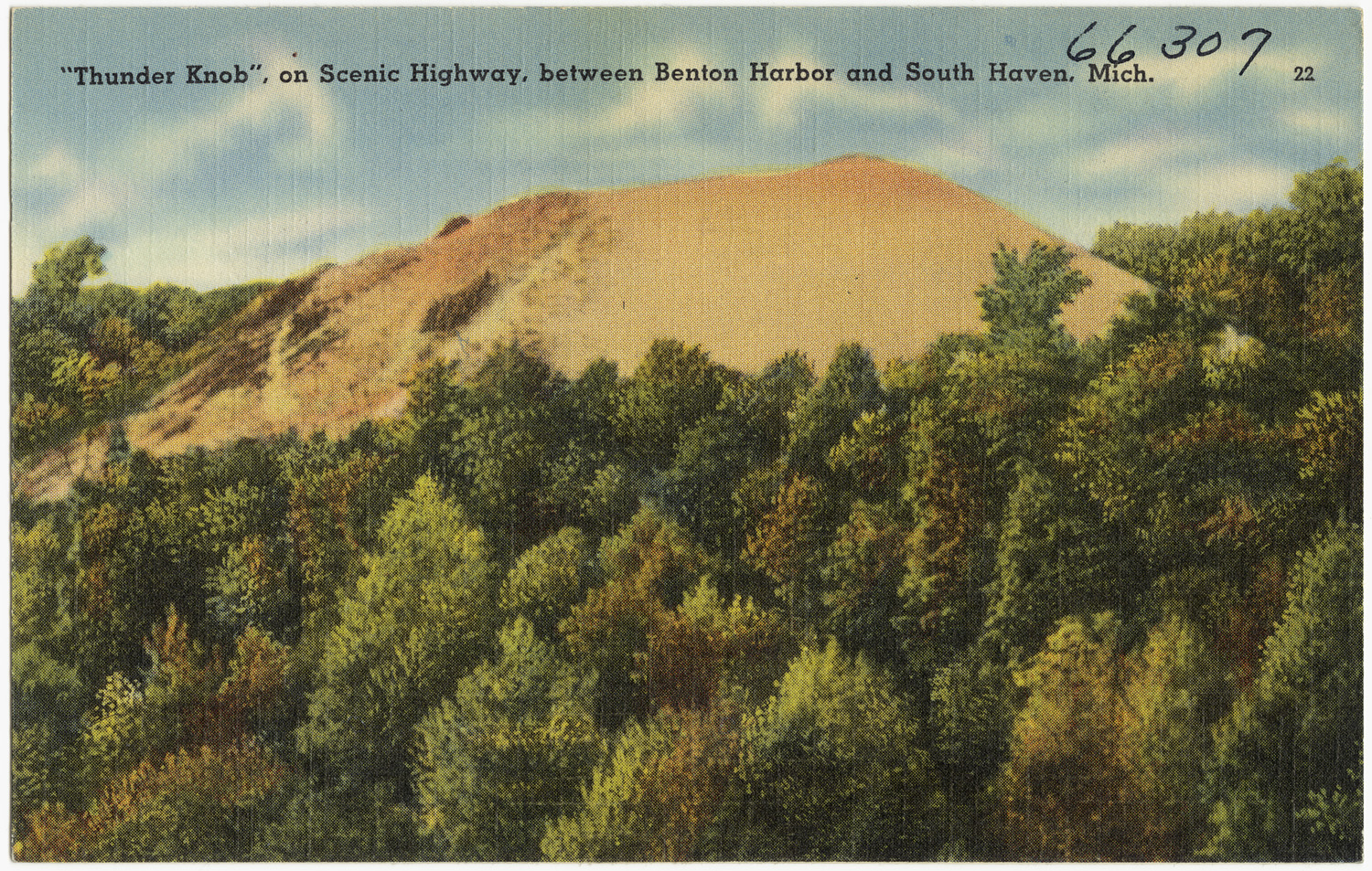 a picture of trees below a mountainside with an inscription underneath it