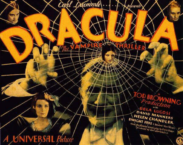 dracula a vintage movie poster showing the four main characters
